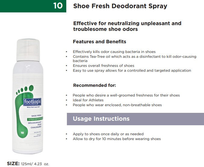 Footlogix #10 Shoe Deodorant Spray (contact us for professional pricing)