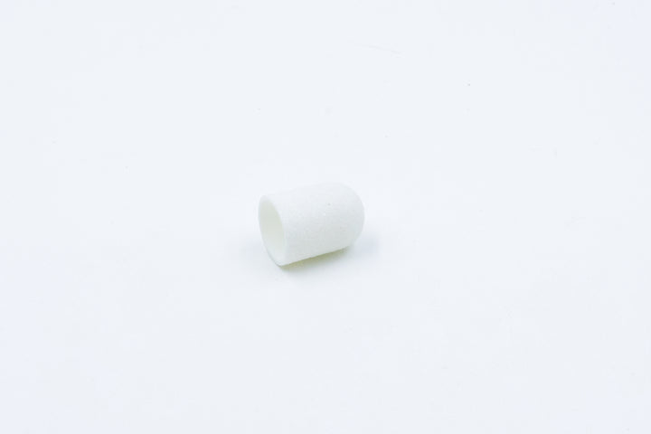 White Plastic Sanding Caps with Base + Mandrel, 10×15 mm — 10 pcs
