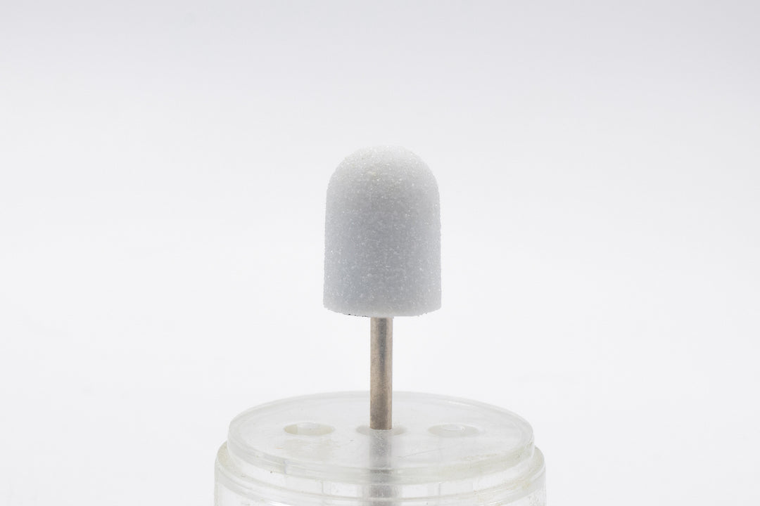 White Plastic Sanding Caps with Base + Mandrel, 10×15 mm — 10 pcs