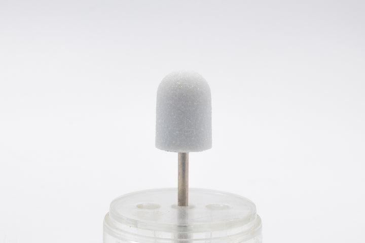 White Plastic Sanding Caps with Base + Mandrel, 10×15 mm — 10 pcs