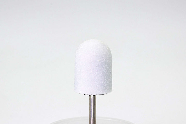 White Plastic Sanding Caps with Base + Mandrel, 10×15 mm — 10 pcs