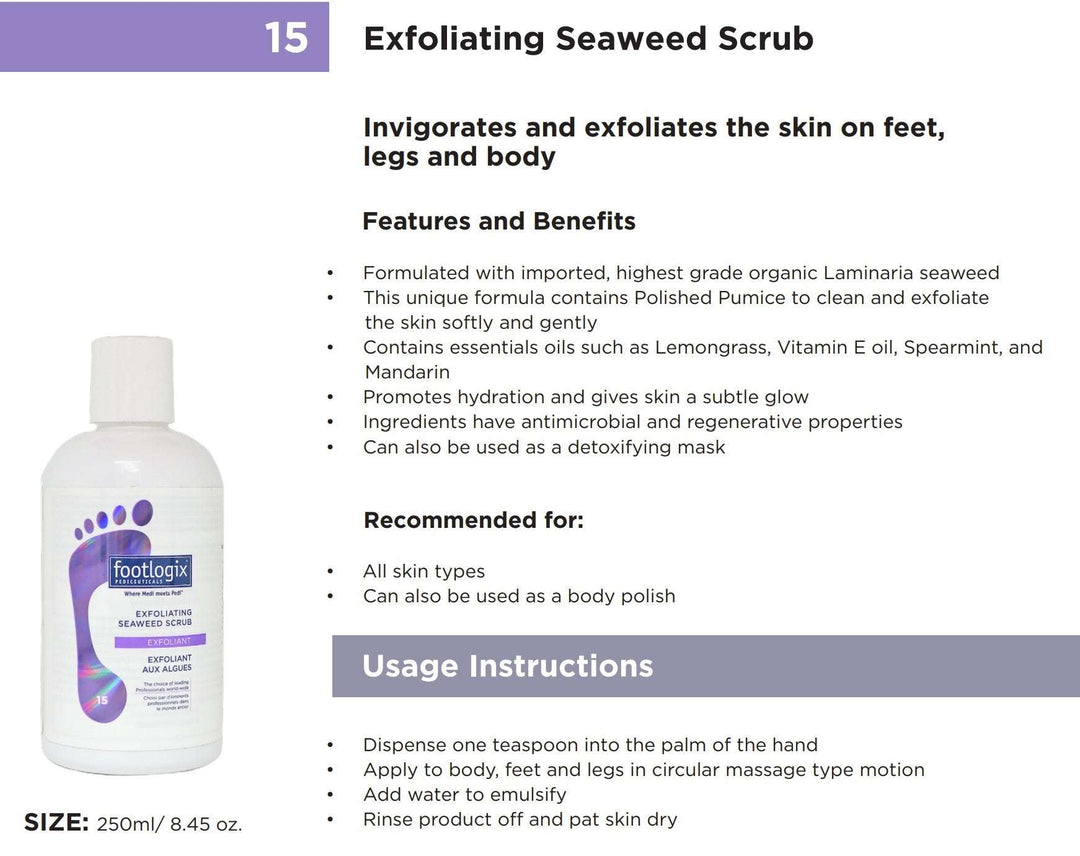 Footlogix #15 Exfoliating Seaweed Scrub - 250 ml home size (contact us for professional pricing)