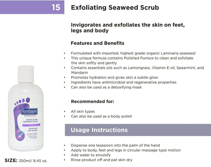 Footlogix #15 Exfoliating Seaweed Scrub - 250 ml home size (contact us for professional pricing)