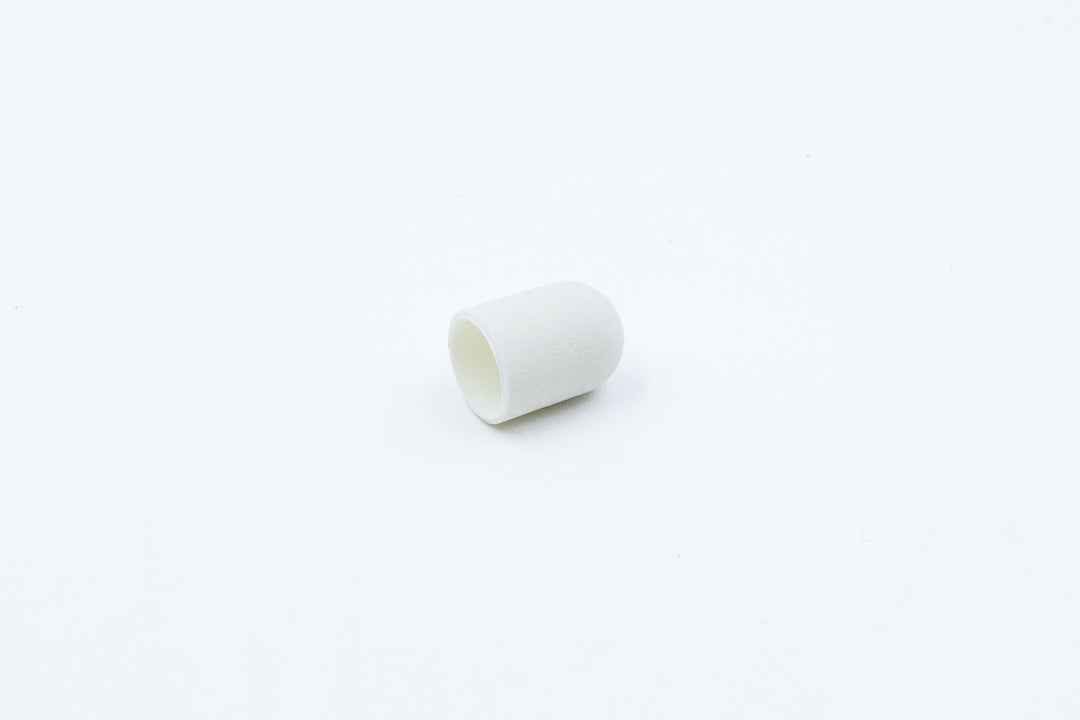White Plastic Sanding Caps with Base + Mandrel, 10×15 mm — 10 pcs