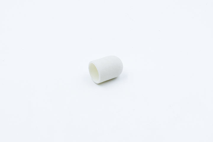 White Plastic Sanding Caps with Base + Mandrel, 10×15 mm — 10 pcs