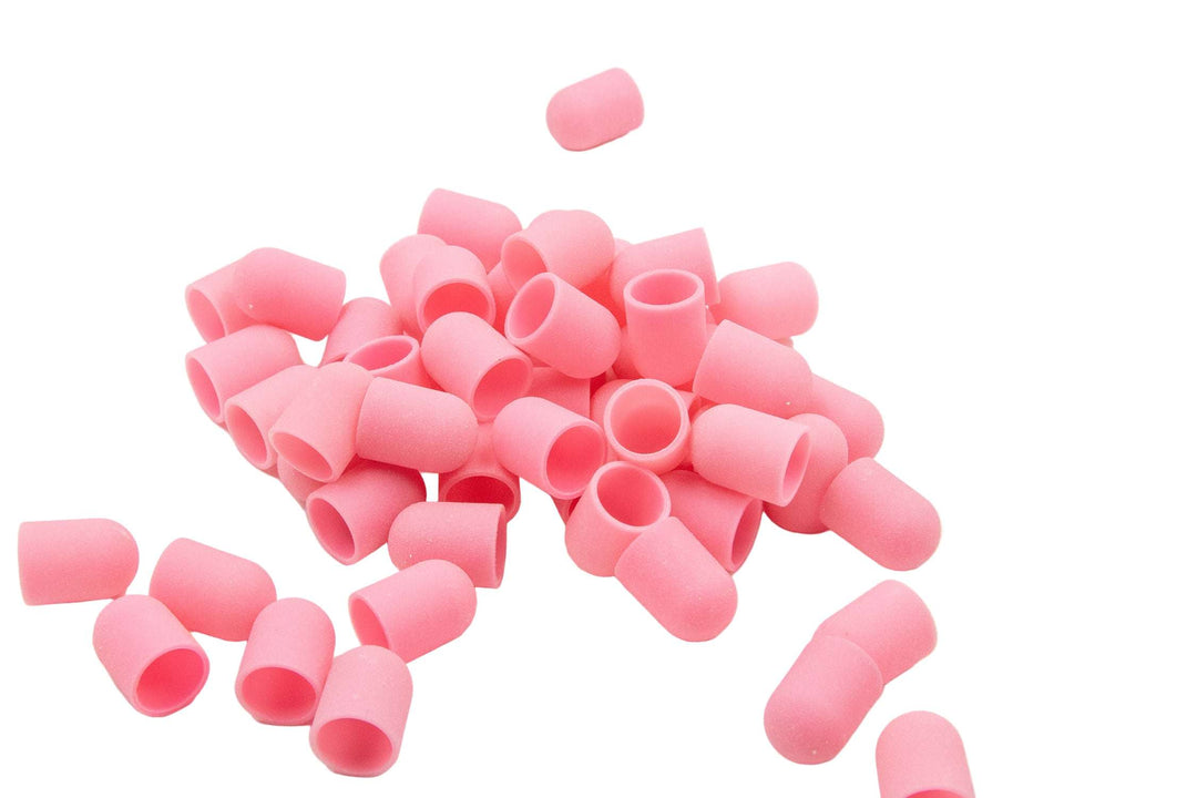 Pink Plastic Base Sanding Caps, size 10×15 mm — 60 pieces