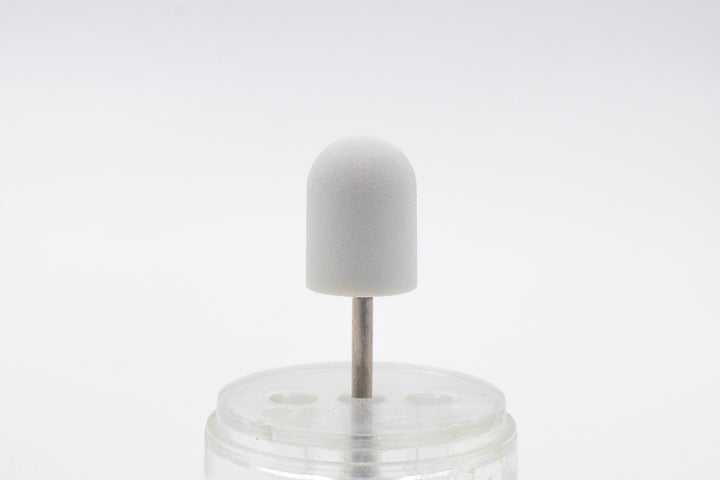 White Plastic Sanding Caps with Base + Mandrel, 10×15 mm — 10 pcs