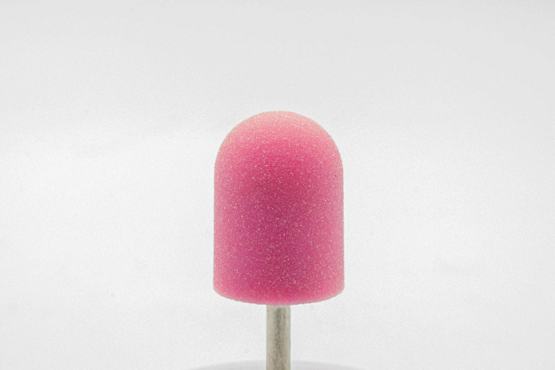 Pink Plastic Sanding Caps with Base + Mandrel, 10×15 mm — 10 pcs