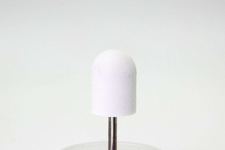 White Plastic Sanding Caps with Base + Mandrel, 10×15 mm — 10 pcs