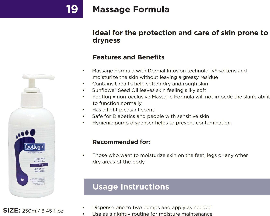 Footlogix #19 Professional Massage formula - 250 ml home size (contact us for professional pricing)