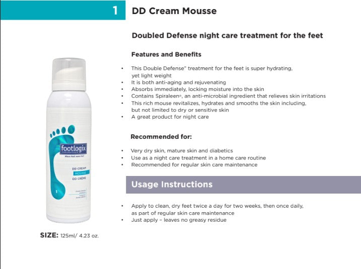 Footlogix #1 DD cream mousse formula (contact us for professional pricing)