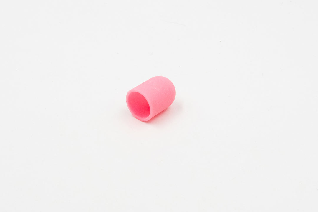 Pink Plastic Sanding Caps with Base + Mandrel, 10×15 mm — 10 pcs