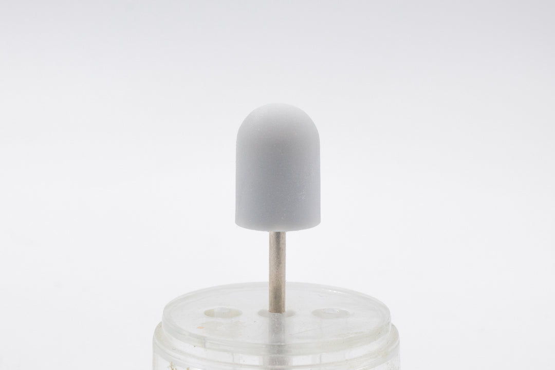 White Plastic Sanding Caps with Base + Mandrel, 10×15 mm — 10 pcs