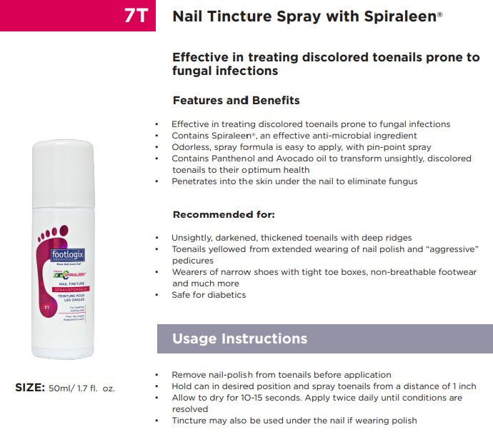 Footlogix #7T Nail Tincture Spray with Spiraleen (contact us for professional pricing)