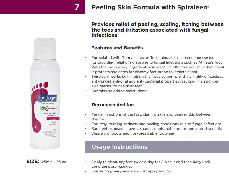 Footlogix #7 Peeling Skin Formula with Spiraleen (contact us for professional pricing)
