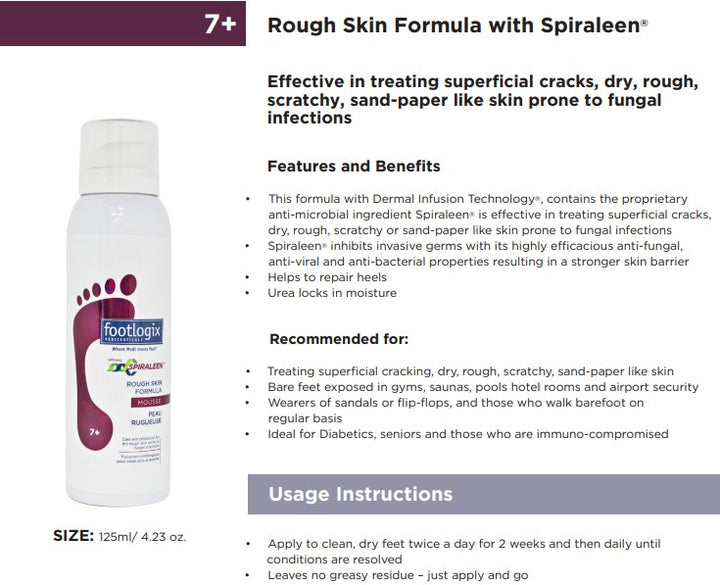 Footlogix #7+ Rough Skin Formula with Spiraleen (contact us for professional pricing)