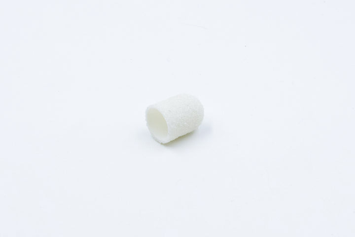 White Plastic Sanding Caps with Base + Mandrel, 10×15 mm — 10 pcs