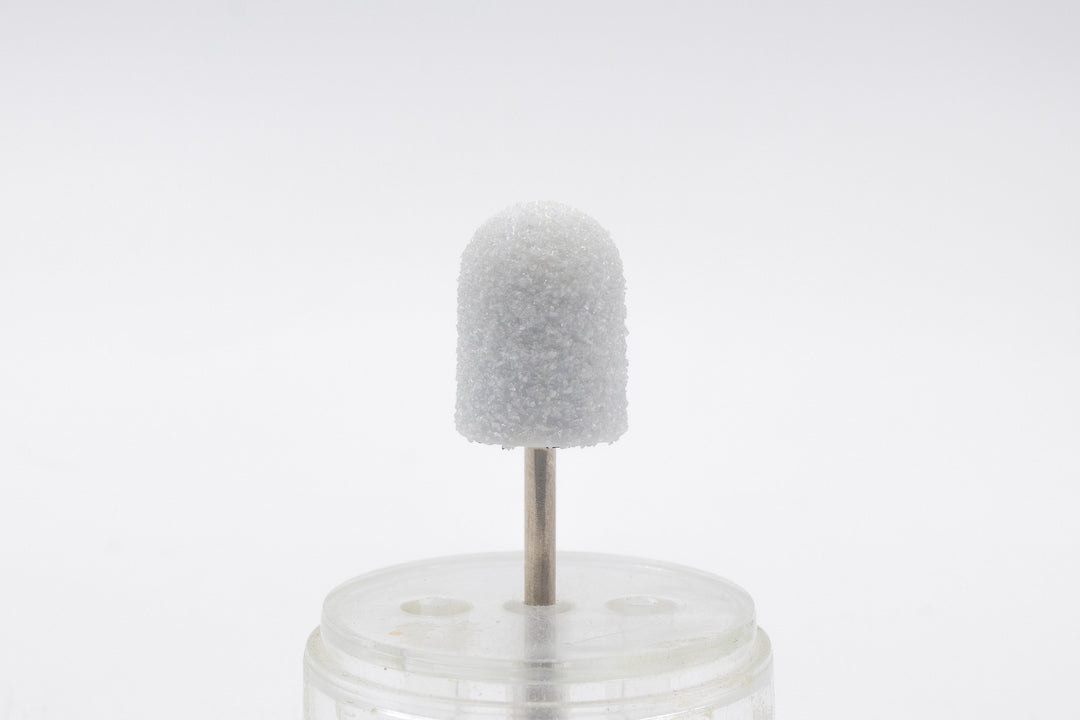White Plastic Sanding Caps with Base + Mandrel, 10×15 mm — 10 pcs
