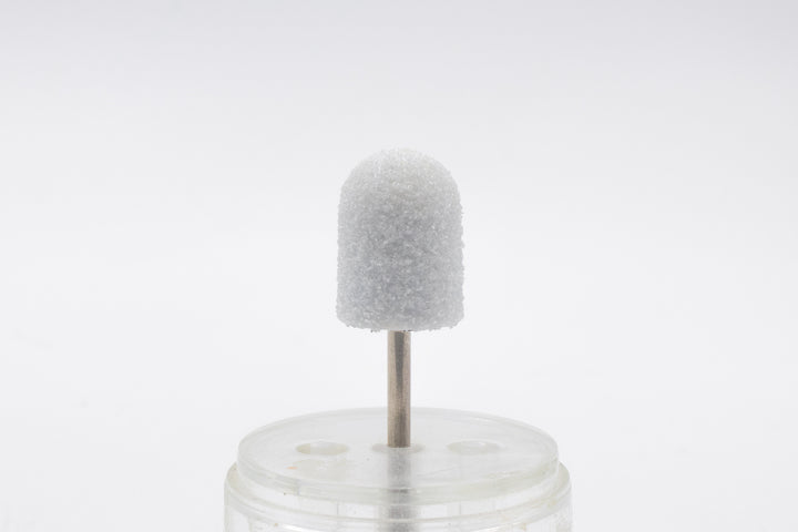 White Plastic Sanding Caps with Base + Mandrel, 10×15 mm — 10 pcs