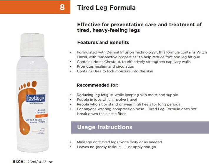 Footlogix #8 Tired Leg Formula (contact us for professional pricing)