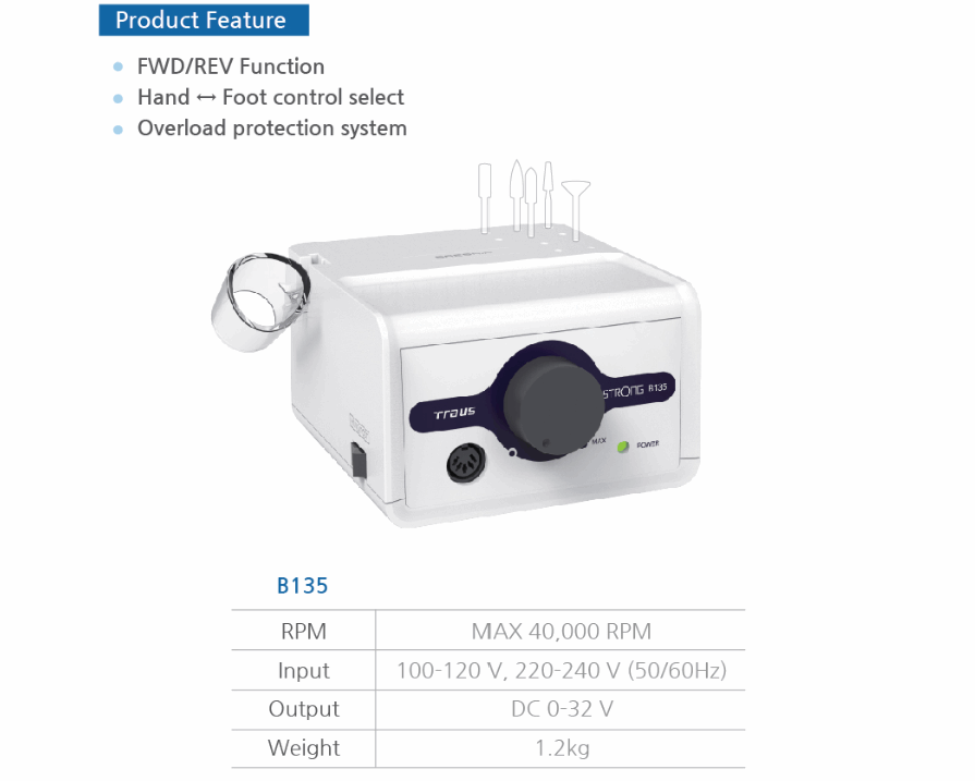 Saeshin Strong B135 Nail Drill with 105L handpiece Original