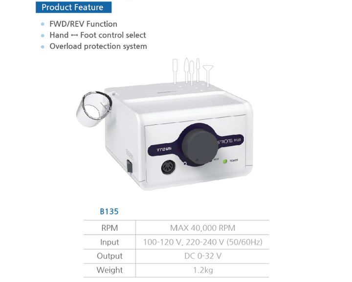 Saeshin Strong B135 Nail Drill with 105L handpiece Original