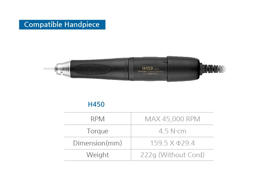 Saeshin Strong B140D Powerful Nail Drill with H450 handpiece Original, same specs as 207s