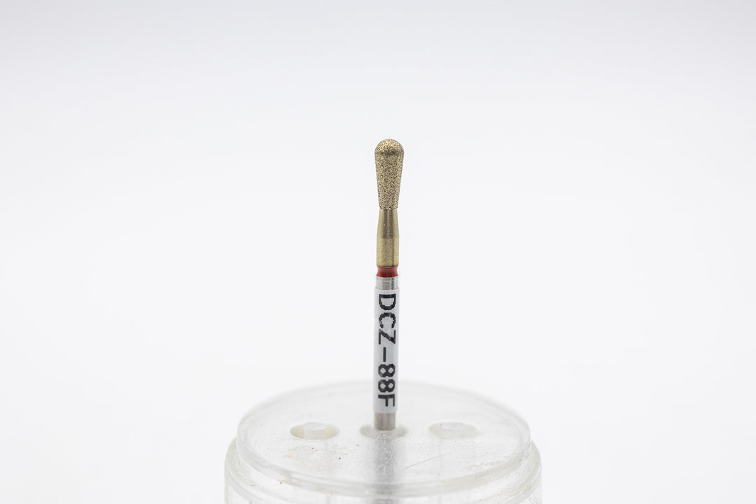 Coated Diamond Nail Drill Bit DCZ-88, shape pear, head size 3.1x7 mm