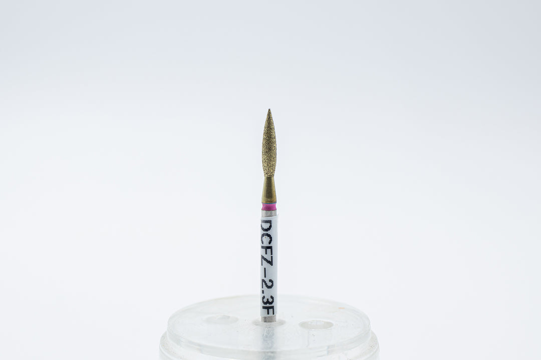 Coated Diamond Nail Drill Bit DCFZ-2.3F, shape flame, head size 2.3x10 mm
