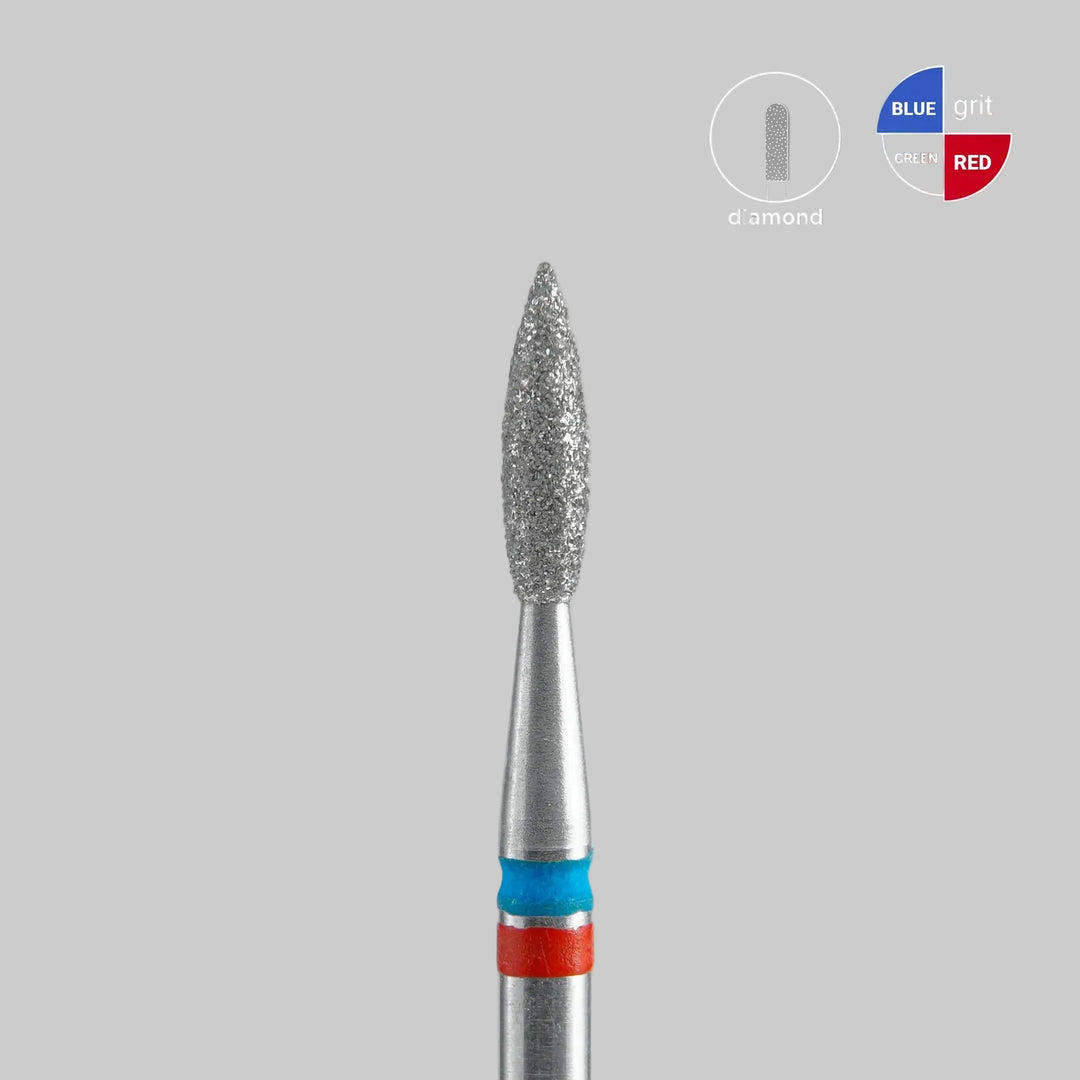 Staleks - Diamond Nail Drill Bits DUO Pointed Flame, head size  2.1-8 mm
