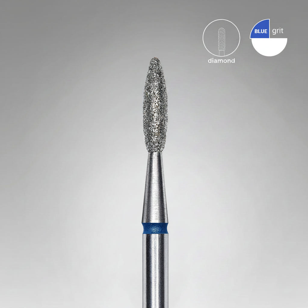 Staleks Rounded Flame Diamond Nail Drill Bit – 2.1 × 8 mm