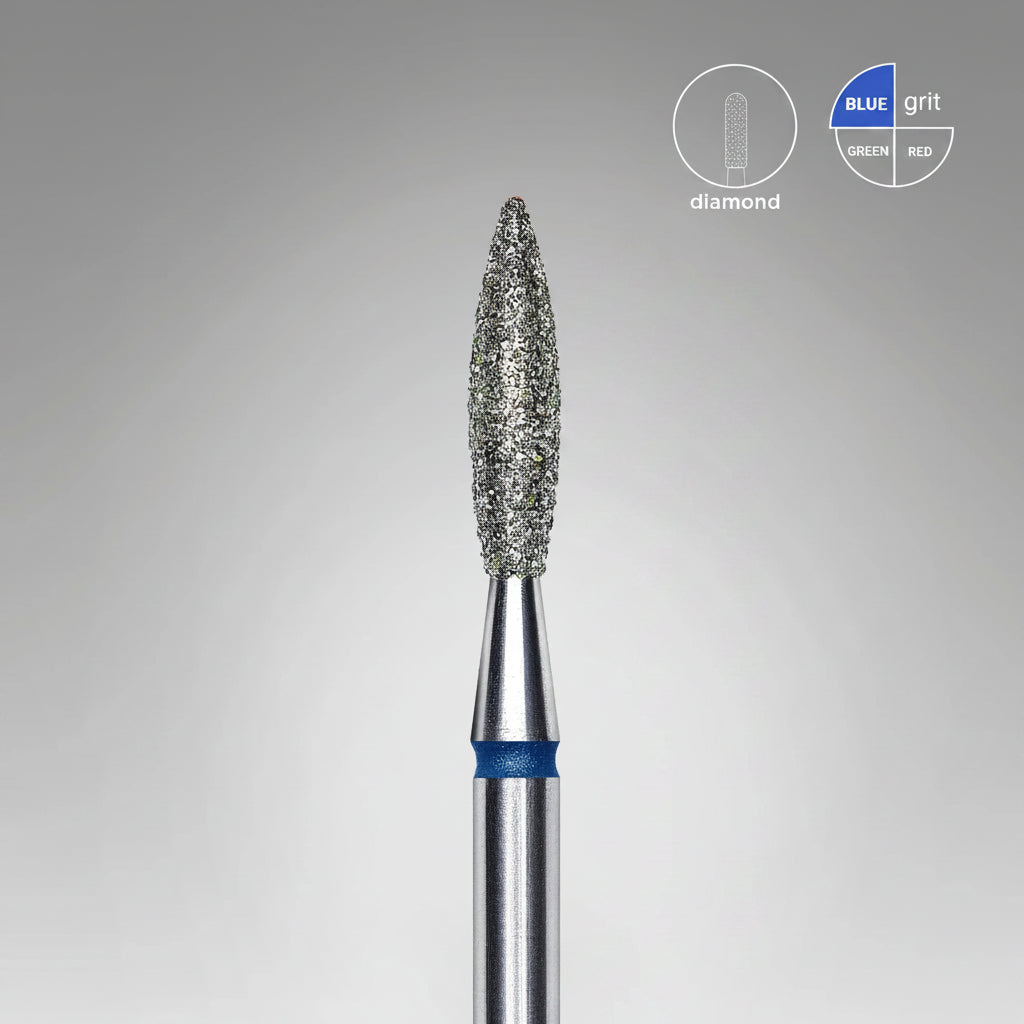 Staleks Rounded Flame Diamond Nail Drill Bit – 2.3 × 10 mm