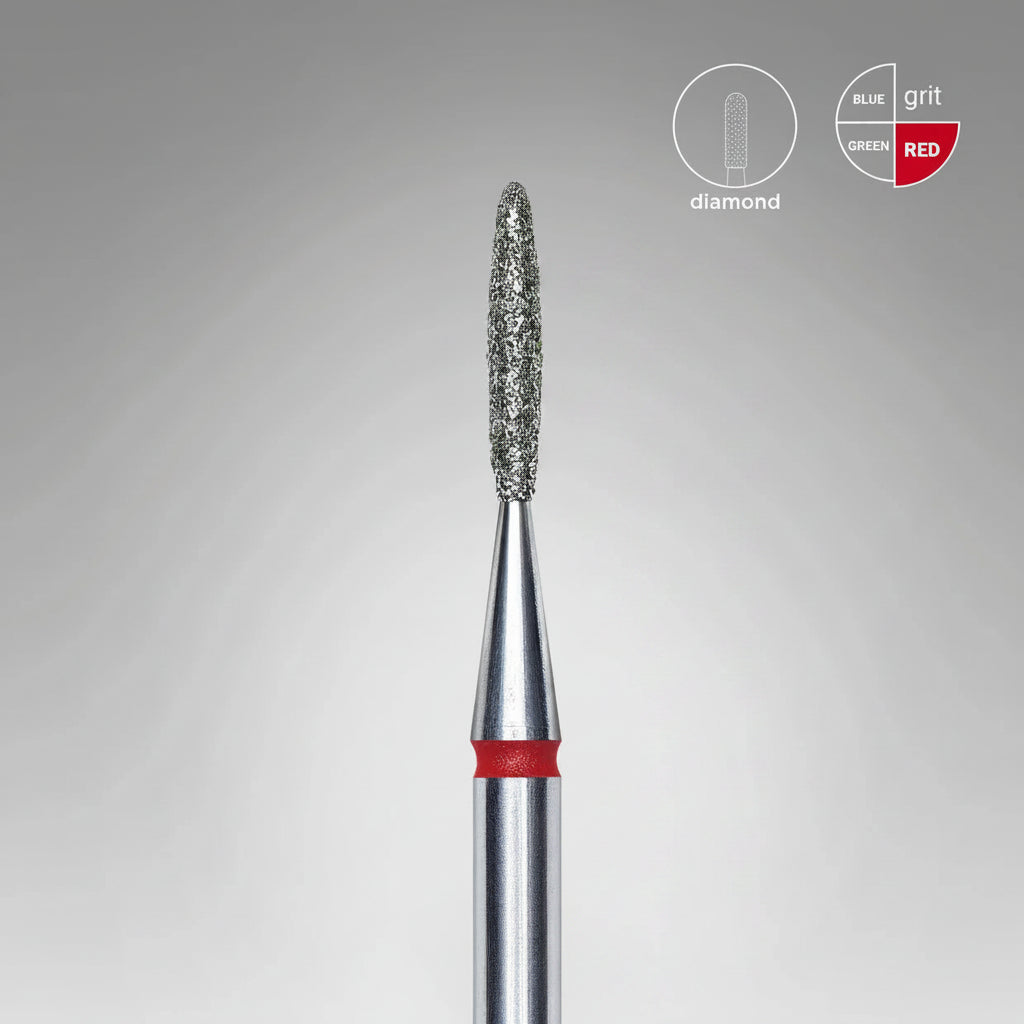 Staleks Rounded Flame Diamond Nail Drill Bit – 1.4 × 8 mm