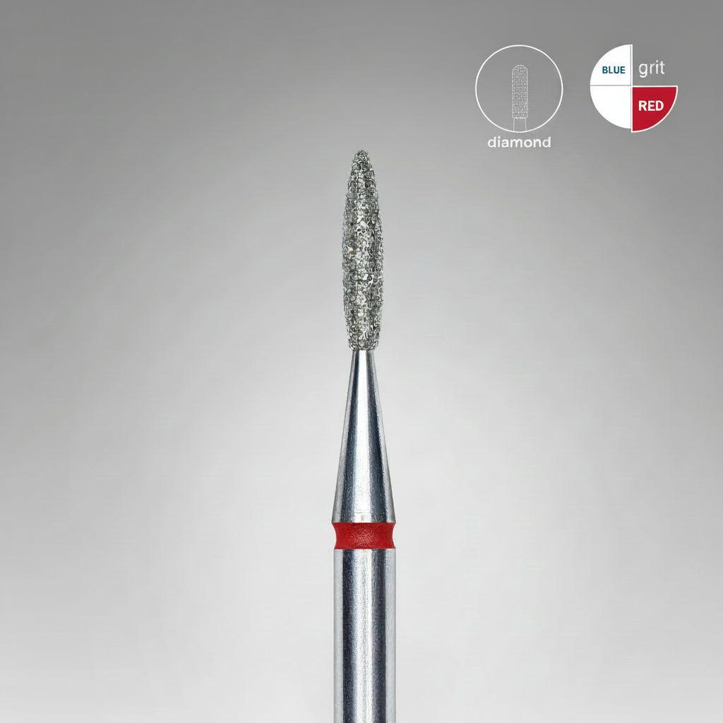 Staleks Rounded Flame Diamond Nail Drill Bit – 1.6 × 8 mm
