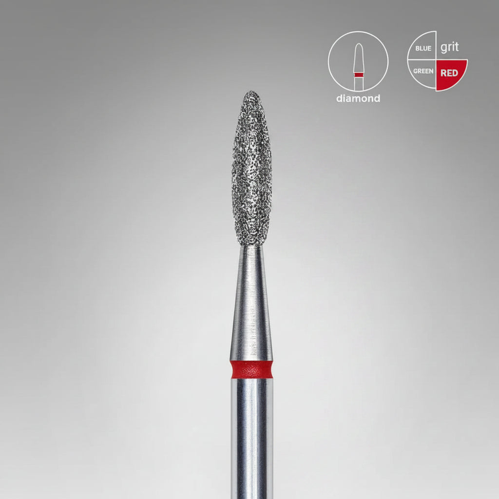 Staleks Rounded Flame Diamond Nail Drill Bit – 2.1 × 8 mm