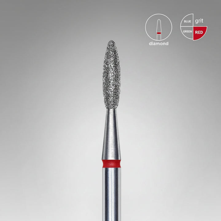 Staleks Rounded Flame Diamond Nail Drill Bit – 2.1 × 8 mm