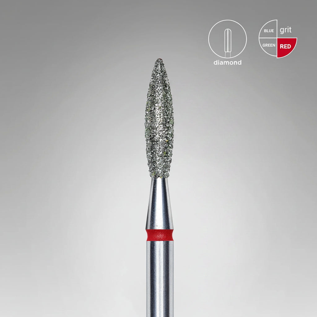 Staleks Rounded Flame Diamond Nail Drill Bit – 2.3 × 10 mm
