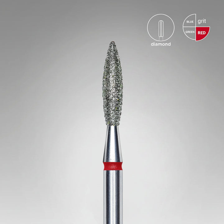 Staleks Rounded Flame Diamond Nail Drill Bit – 2.3 × 10 mm