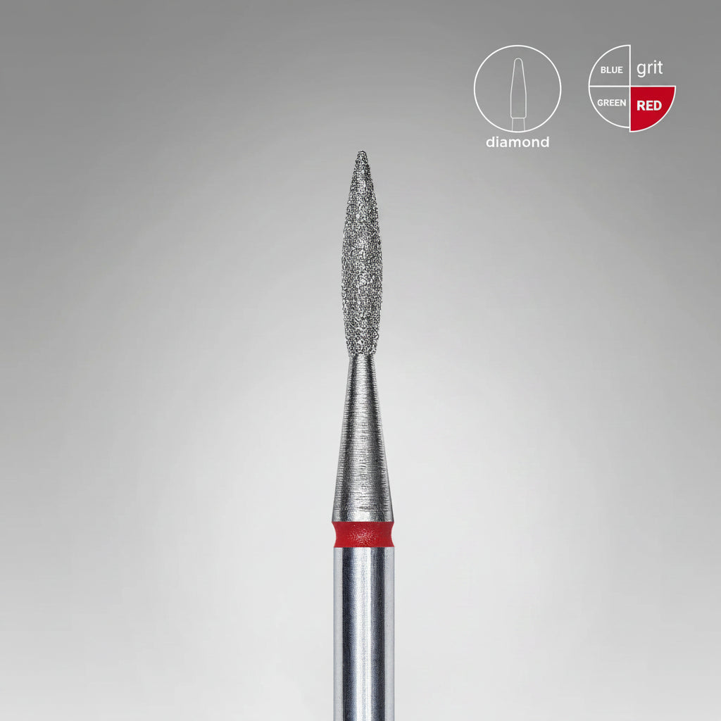 Staleks - Diamond Nail Drill Bits Pointed Flame, head size  1.6-8 mm