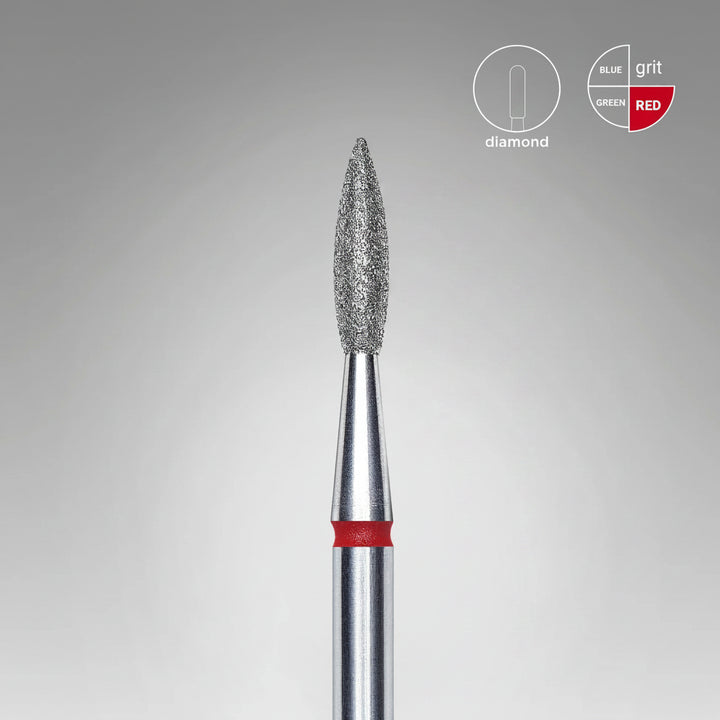 Staleks - Diamond Nail Drill Bits Pointed Flame, head size  2.1-8 mm