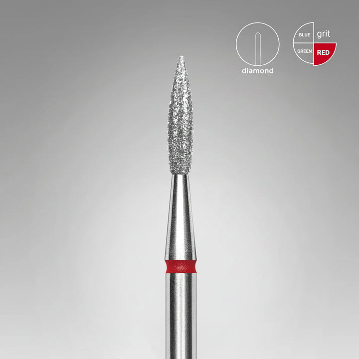 Staleks - Diamond Nail Drill Bits Pointed Flame, head size  2.3-8 mm