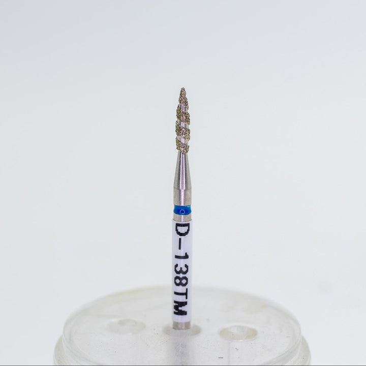 Fraises diamantées Tornado D-138T, forme flamme pointue, taille de tête 2,1x10 mm