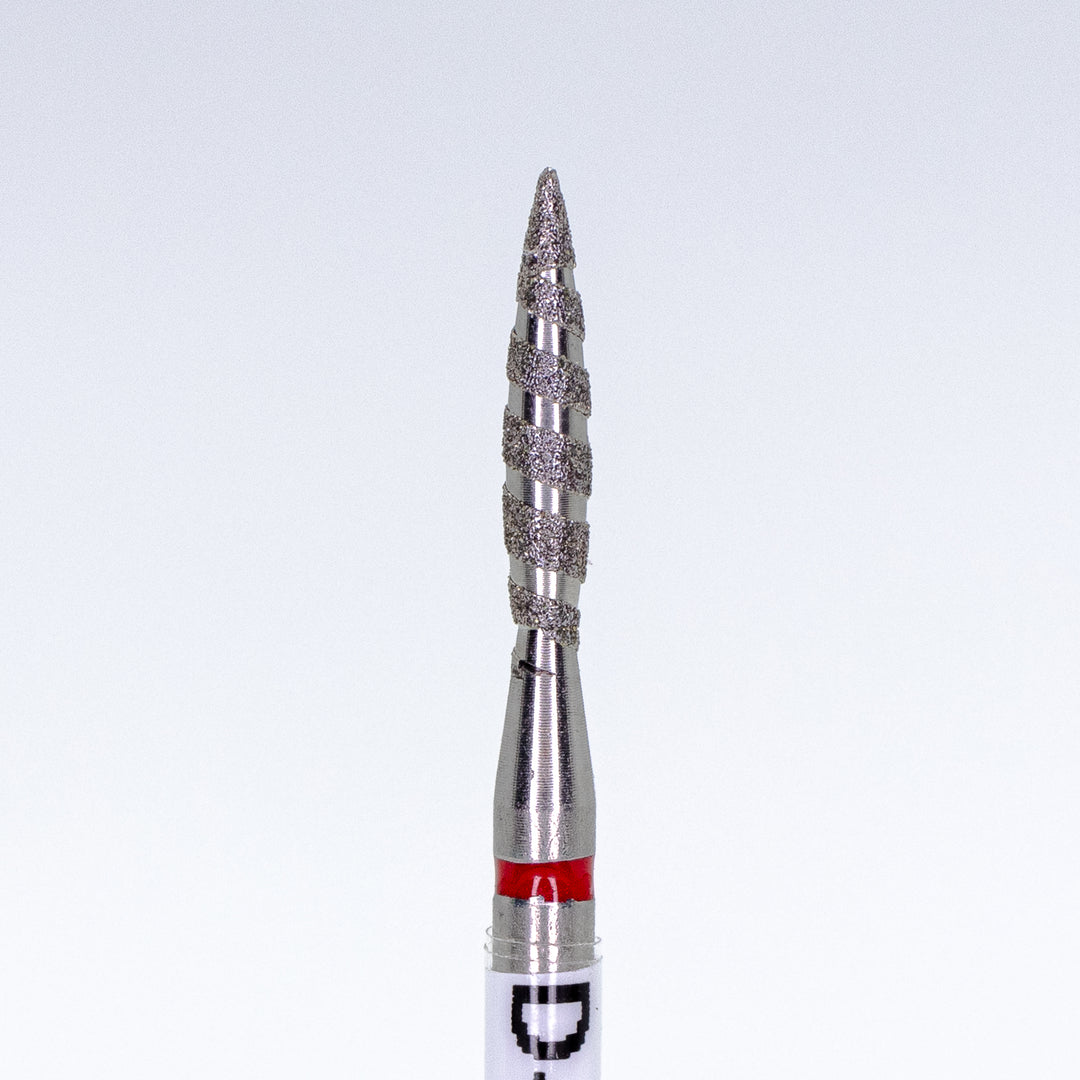 Fraises diamantées Tornado D-138T, forme flamme pointue, taille de tête 2,1x10 mm