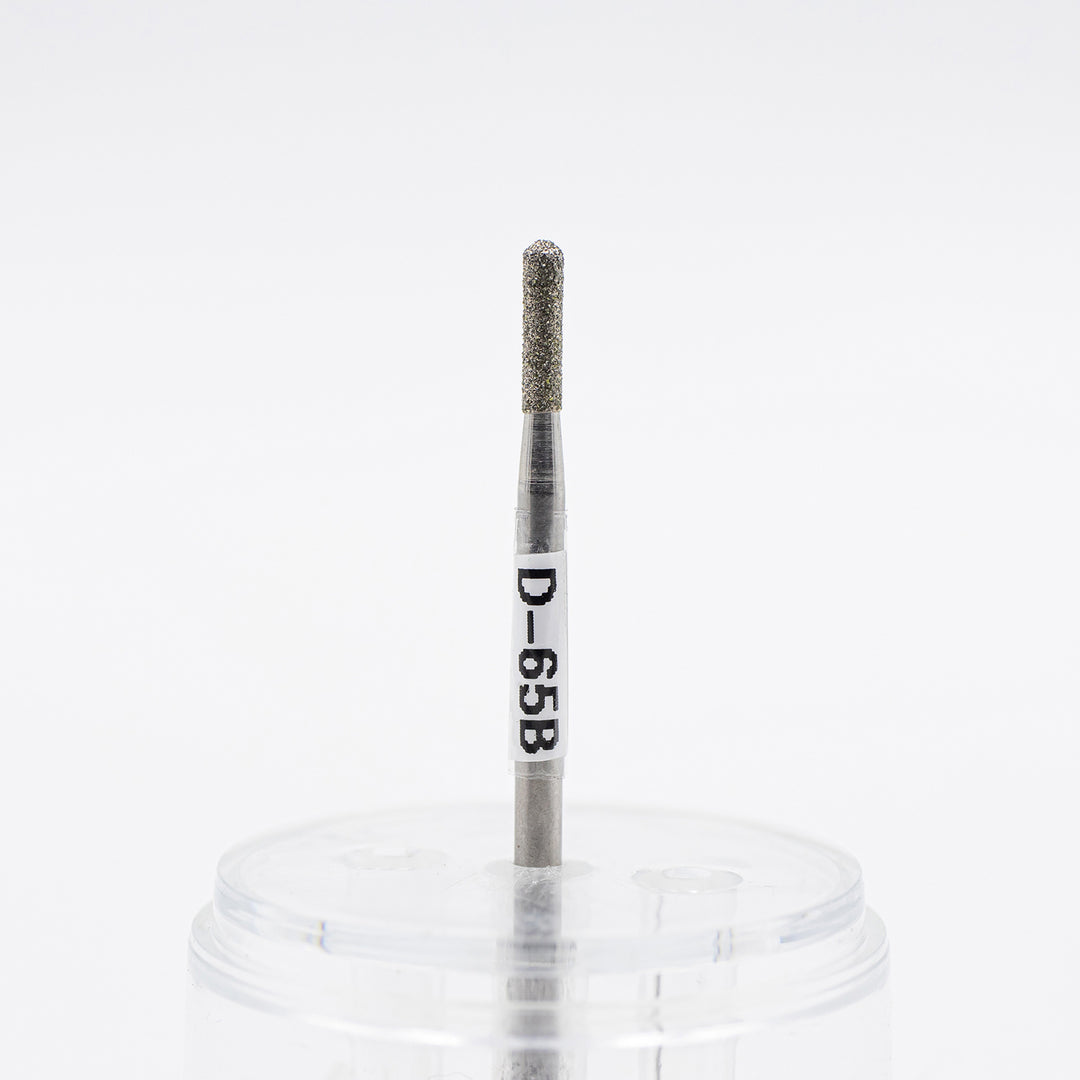 Broca de diamante para uñas D-65, forma cilindro redondeado; tamaño de cabeza 1.6x10.0 mm