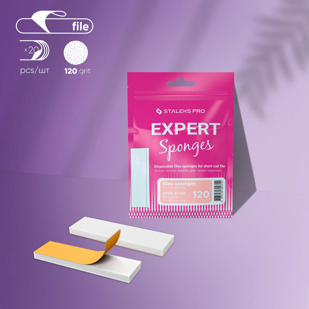 Staleks Expert White Disposable Foam Nail File Refills – Short Straight 70 × 17 mm (20 pcs)