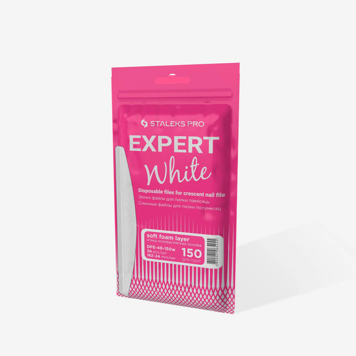 Staleks Disposable White Files for Banana Nail File on Soft Foam Layer EXPERT 40, size 162x24 mm