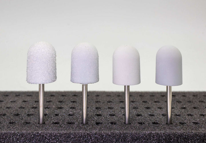 White Plastic Base Sanding Caps, size 10×15 mm — 15 pieces