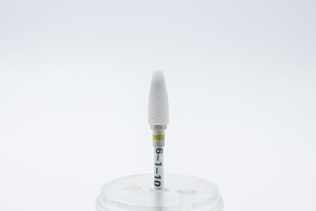 Ceramic drill bit 6 - 1 - 10 Extra Fine, shape Bullet, head size 5.5x14.5mm, 3/32" shank | for Acrylic Gel Nails | E - file Manicure Pedicure - U - tools - U - tools