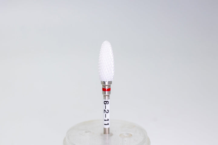 Ceramic drill bit 6 - 2 - 11 Fine,shape Olive, head size 6x15mm, 3/32" shank | for Acrylic Gel Nails | E - file Manicure