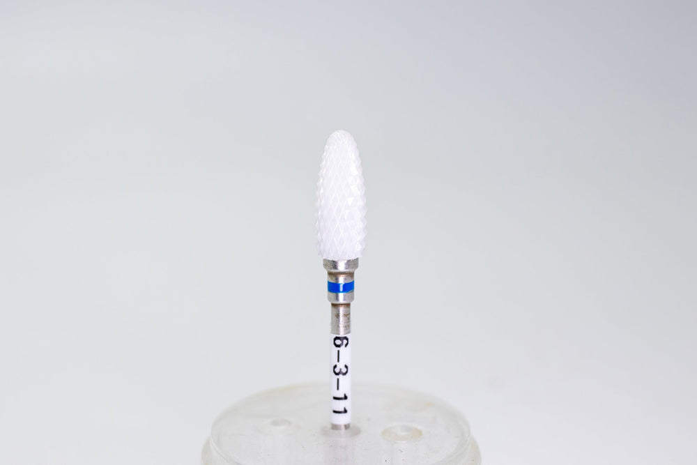 Ceramic drill bit 6-3-11 Medium, size 6x15mm, 3/32"  |  for Acrylic Gel Nails  |  E-file Manicure